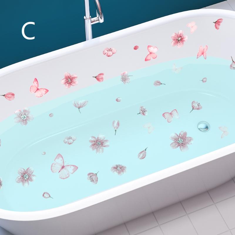 Floral Pattern Bathtub Appliques, Waterproof Non-Slip Bathtub Sticker, Bathtub Wall Decals, Bathroom Toilet Decorative Adhesive