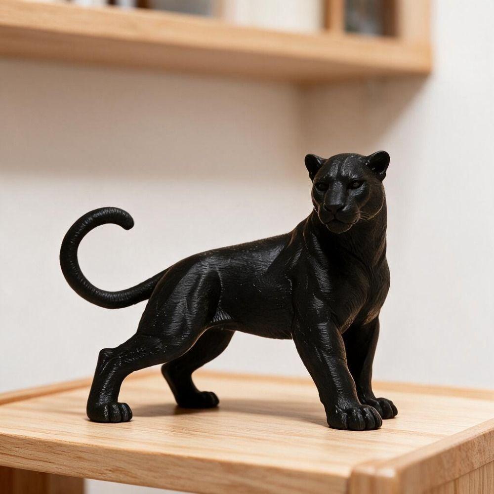 Head Turning 3D Printing Panther Statue Standing Posture Leopard Figure Gift