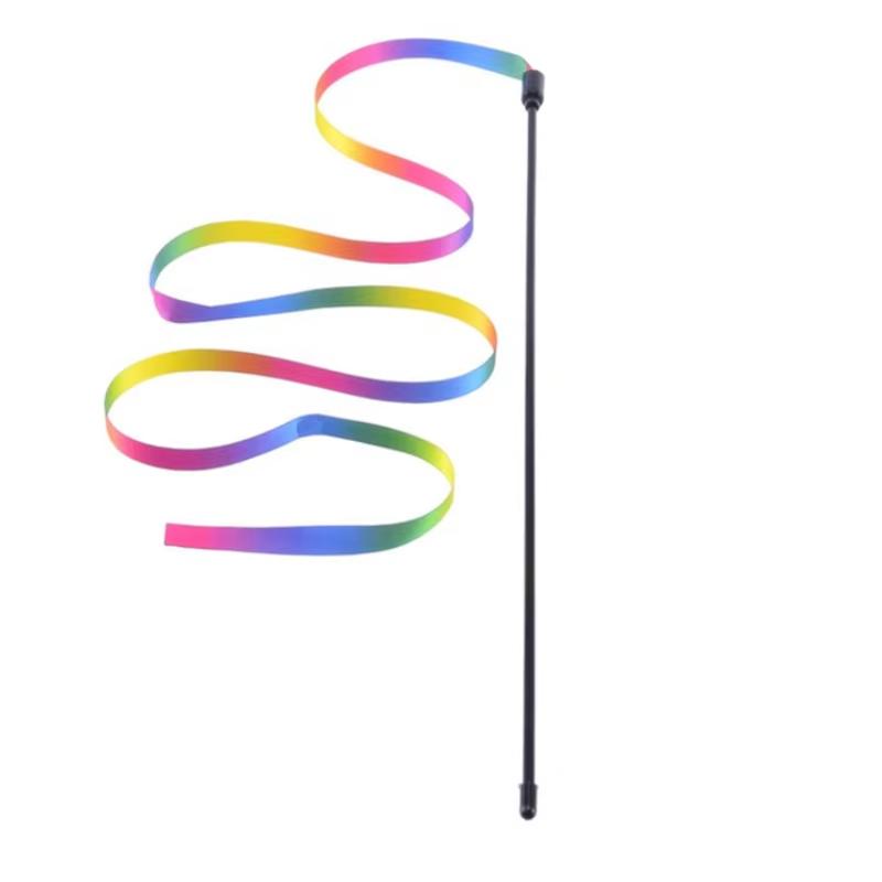 

Pet Cat Toys Cute Funny Rainbow Strips Stick Cat Teaser Wand Pet Toys for Cats Interactive Toys Cat Supplies Pet Products