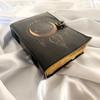 Leather Journal Gold Crescent Moon & Stars Dream Journal, Handmade Leather Sketchbook, Wedding Gift, Notebook, Travel Dairy, Leather Dairy.