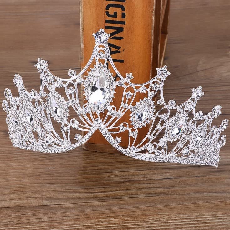 Tiara Earrings or Earrings Set Bridal Wedding Cosplay Silver Rhinestone Zirconia Necklace, 3-Piece (Silver Earrings)