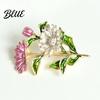 Windbreaker Brooch Pin Enamel Coloring Three Chrysanthemums Design Zinc Alloy