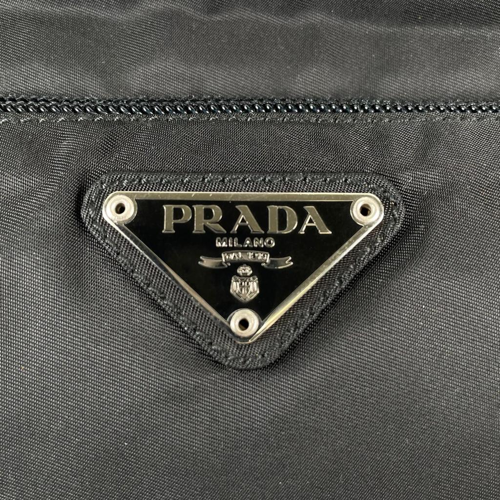 PRADA Triangular logo Shoulder Bag black Women used