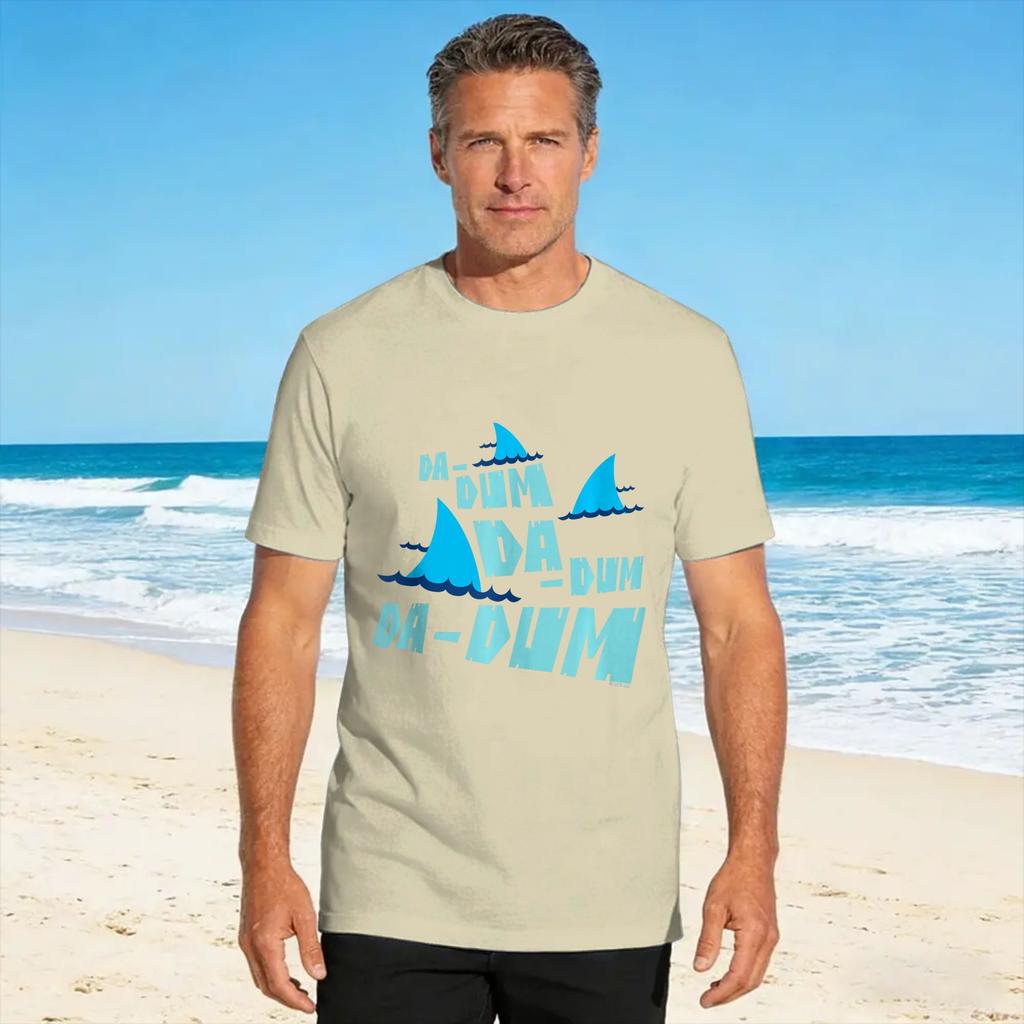 Jaws Da Dum Da Dum Blue Shark Fins Design T Shirt Summer Popular Tshirts 100 Cotton O Neck Plus Size 5xl Tees Short Sleeve