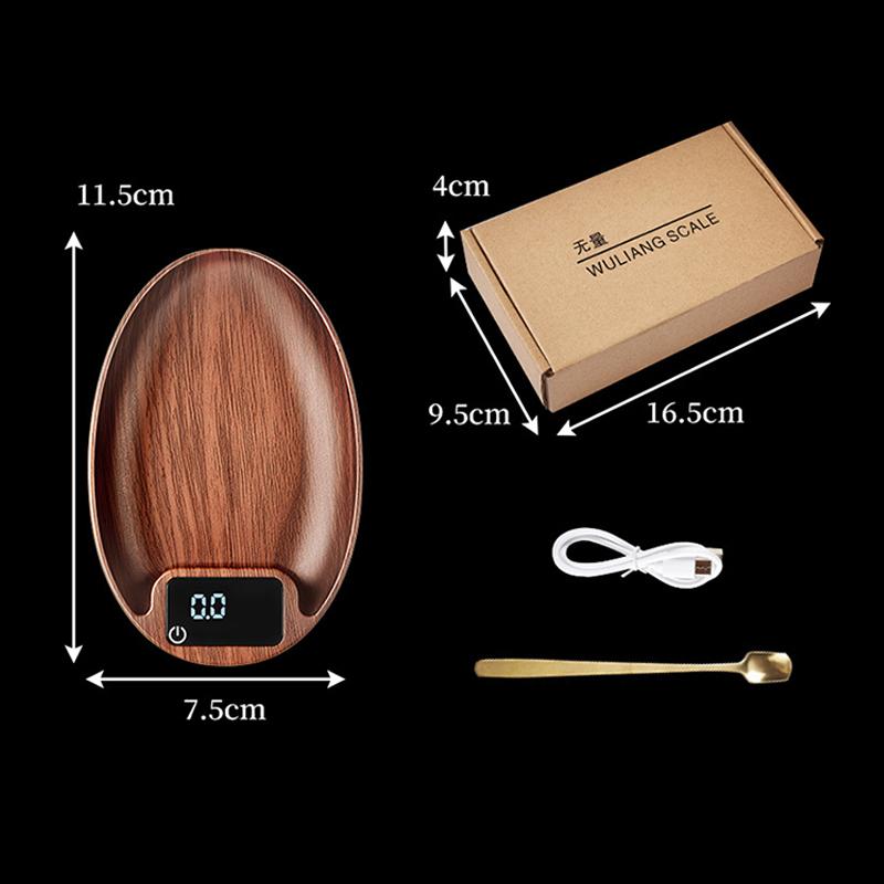 1Pc Coffee Bean Electronic Scale Bean Tray Scale 0.1G High-Precision Walnut Small Solid Wood Italian Coffee Scale