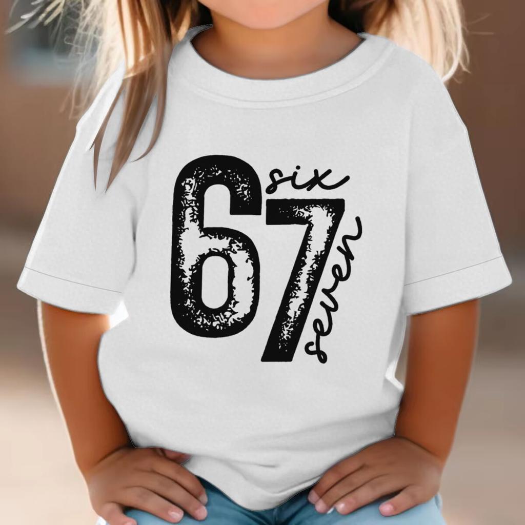 Kids Vintage Six Seven Tshirt Number 67 with Six Seven Print Tee Girl Boy 7th Birthday Tshirts Soft Cotton Tee Top
