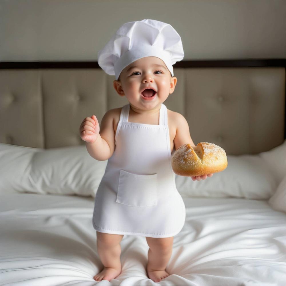 Roupa de Chef Infantil para Brincar de Faz de Conta Roupinha de Pequeno Chef para Bebê para Apresentação e Fotografia
