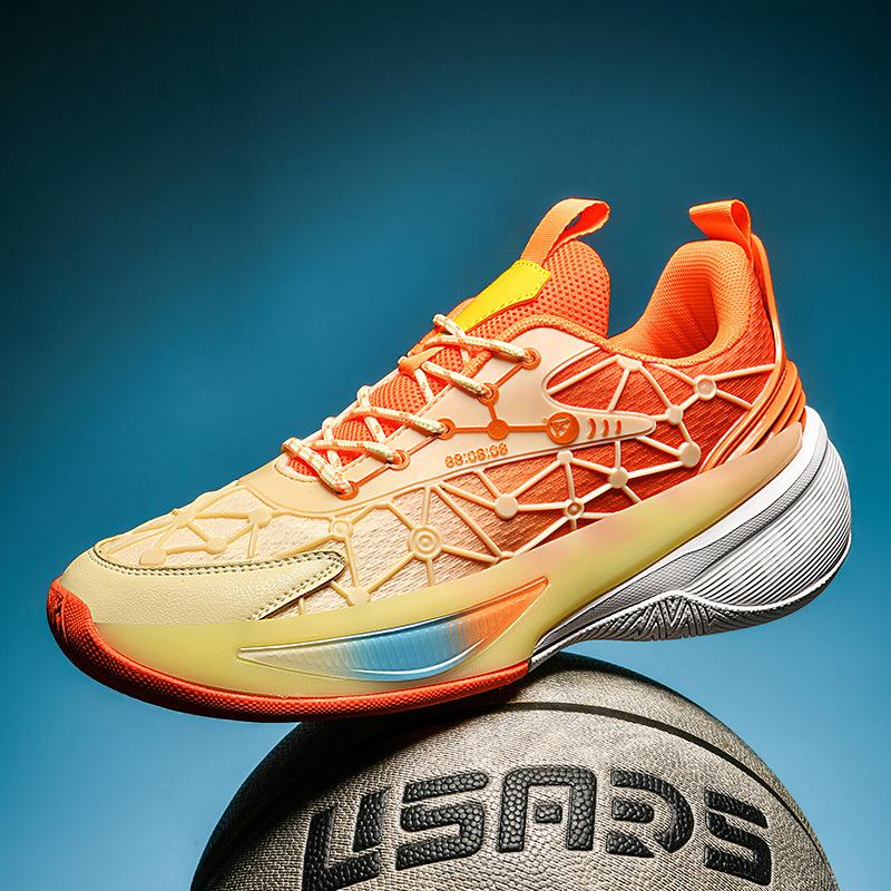 

New Fashion Sports Shoes Youth Net Surface Breathable Low-top Sports Basketball Shoes Men Sneakers 43 оранжевый