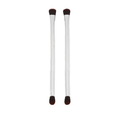 2pcs Double Ended Eyeshadow Brush Set Portable Silver Soft Fiber Hair Eye Makeup Brush Cosmetic