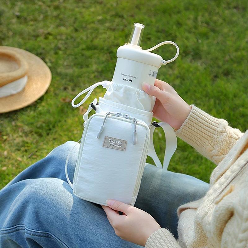 Crossbody taška na láhev s vodou s nastavitelným ramenním popruhem, přenosný chladicí obal na láhev s vodou a izolovaný ochranný obal