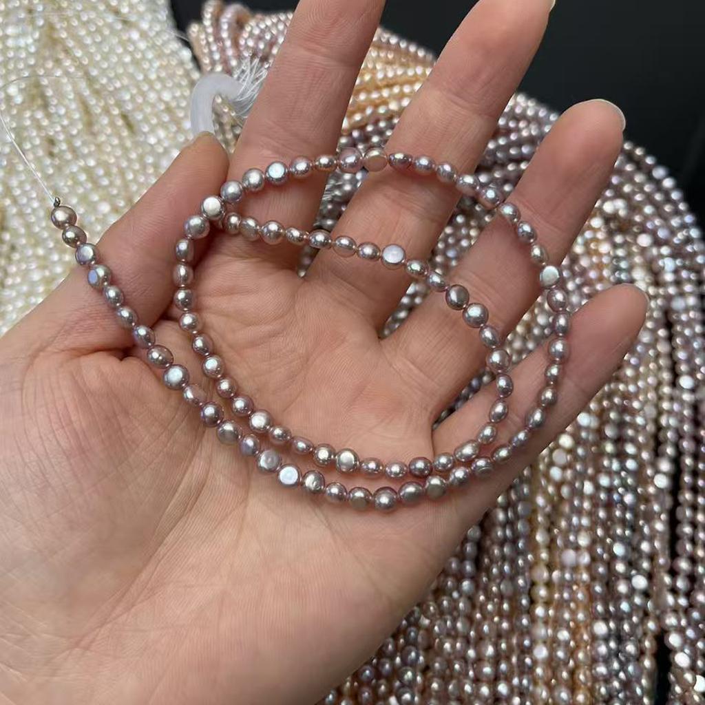 1String, Purple White Pink Natural Shell Mother of Pearl Beads, Boho Handmade Double-sided Light Beads, 4-5mm, for DIY Jewelry Materials, Beading 36cm