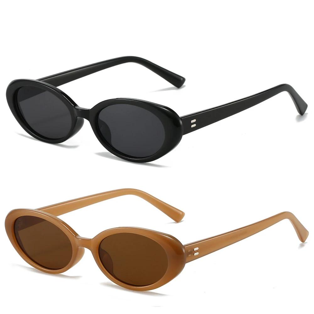 Retro Oval Sunglasses for Women Men Fashion Small Oval Sunglasses 90s Vintage Shades 2 Pieces a Lot