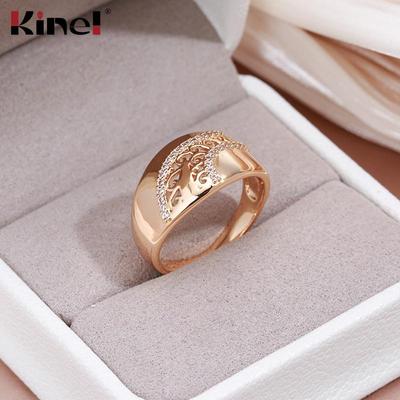 Kinel brillant couleur or Rose anneaux pour femmes grande taille anneaux de luxe