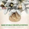 Artificial Mini Christmas Tree, 60 cm, 35 LED Lights, 182 Branches, Snow, Burlap Base