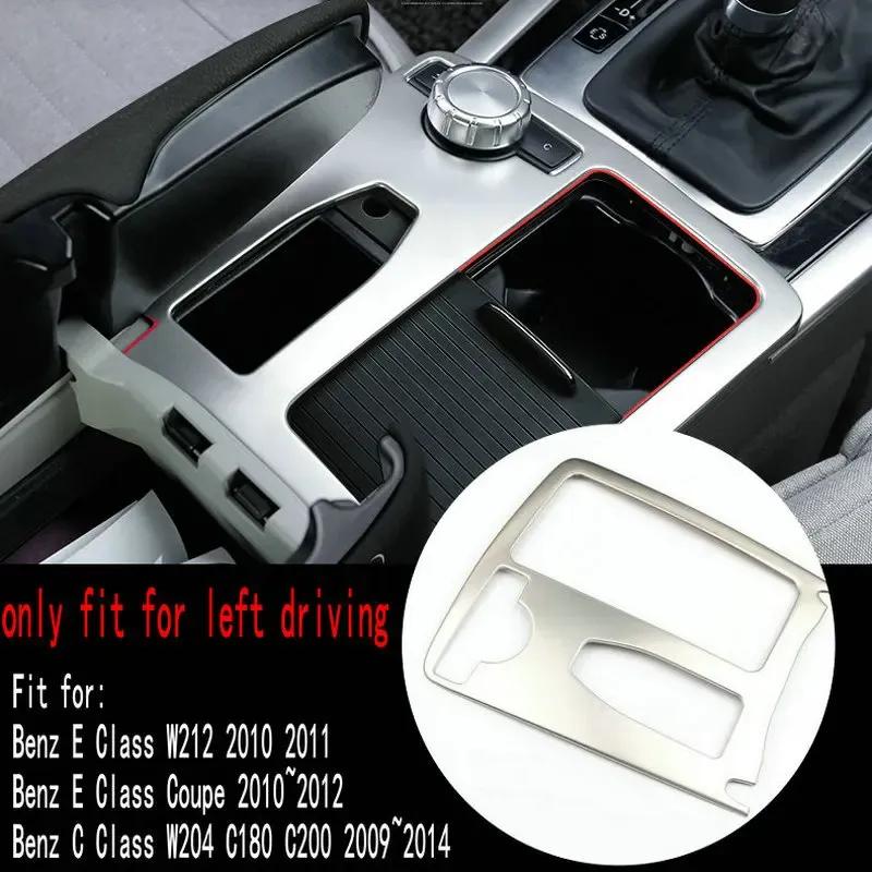 Stainless Steel Water Cup Holder Panel Gear Shift Panel Decorative Strip Frame For Mercedes Benz W204 W212 C180 C200 2007-2014
