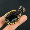 Handmade Wire Wrapped Black Onyx Pendant Necklace - Antique Copper Tree of Life Style Jewelry - Vintage Ethnic Gemstone Charm for Women