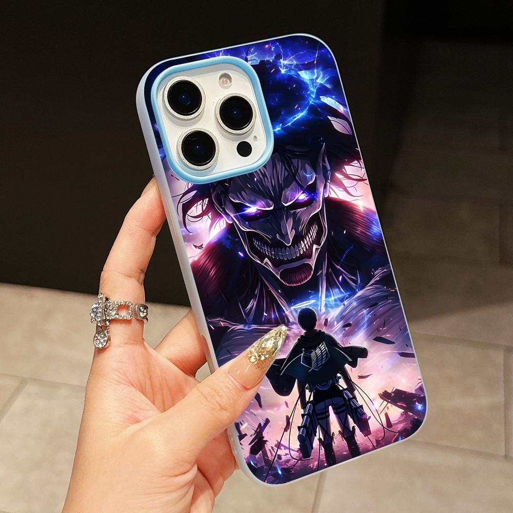 AOT Eren Yeager Jelly Double layer Light Blue Mobile Phone Case for iPhone 17 16 15 14 13 12 11 Air Pro Max Plus Protective