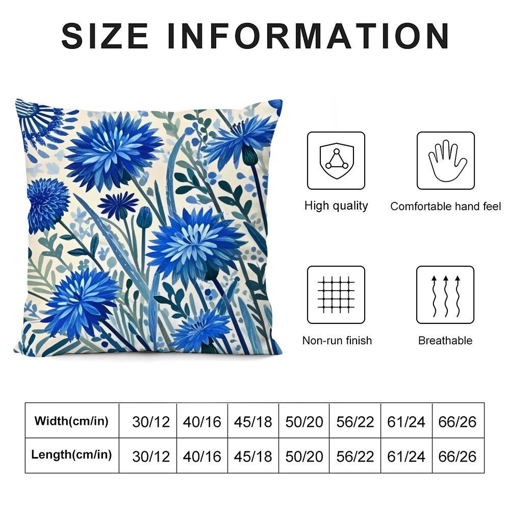 Flower Cornflower Cushion Cover Soft Plush Fabric Double-Sided Printed Sofa Cushion Cover For All Seasons Home Decor Gift