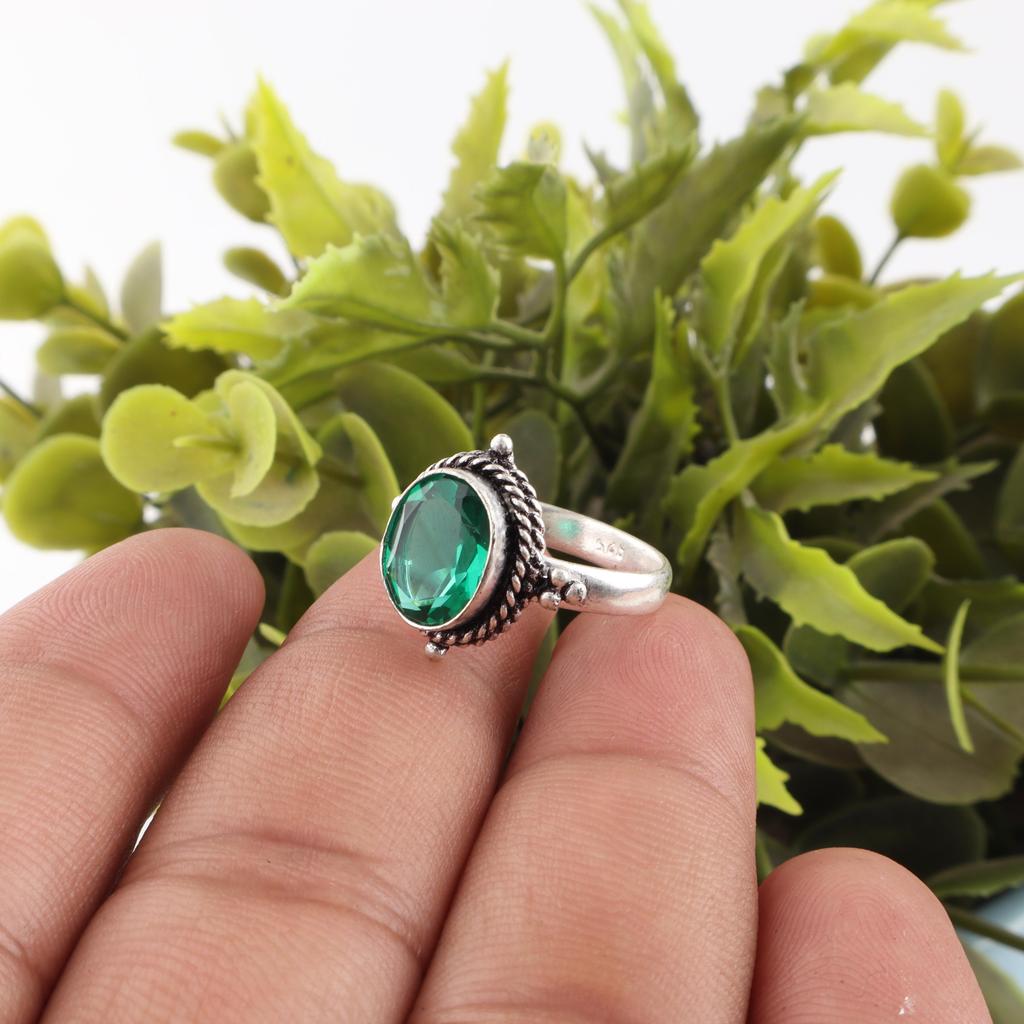 Gröna Smaragd Smycken, 925 Sterlingsilver Smycken, Handgjord Silverring, Vacker Ring Intuition Ädelsten För Jubileumspresent