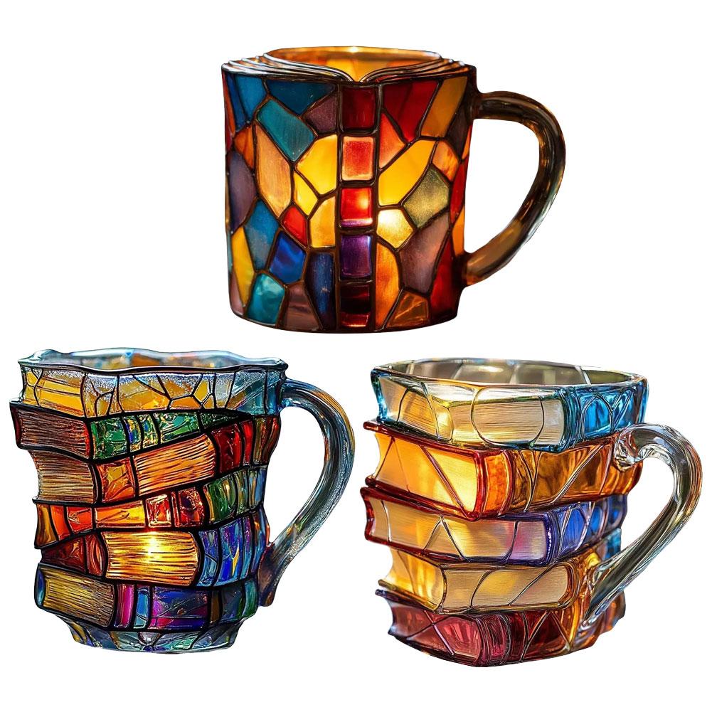 Painted Book Coffee Mug Unny Reading Coffee Mug Gifts for Home Office Decoration