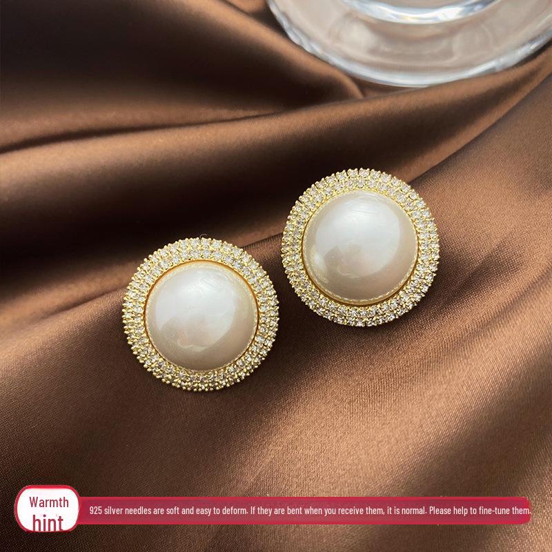 Silver Needle Luxury Zircon Flower & Butterfly Pearl Earrings - High-End French Retro Autumn/Winter Style