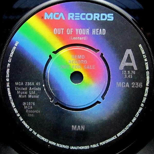

7inch Record MAN Out Of Your Head MCA236PROMO MCA Records 1976 UK Rock Used