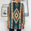 Women Plus Size Round Neck Long Sleeve Plaid Print T Shirt Loose Longline With Pockets