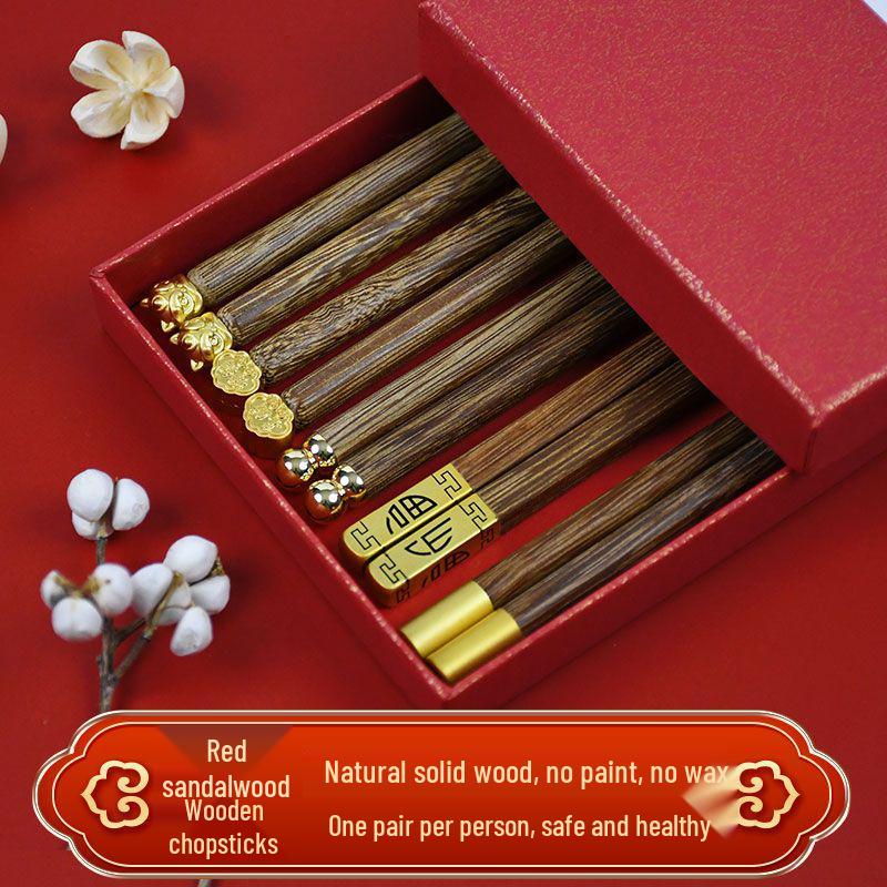 Premium Sandalwood Chopsticks - High-Temp Resistant, Non-Slip, Unpainted & Unwaxed, Mold-Proof, Chinese Style for Home Use