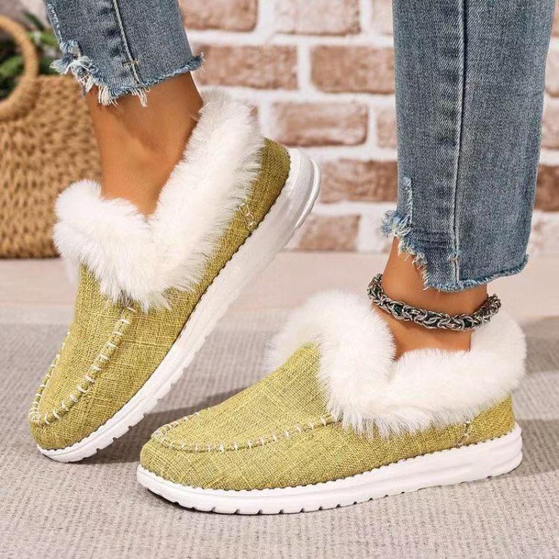 Mittelhoher Absatz neue Winter Damen Baumwollschuhe große Größe Plüsch verdickt Grat warm flache Baumwollschuhe