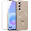 Case for Samsung Galaxy A57 5G, Slim Silicone with Magnetic Ring - Gold - 2 Tempered Glasses