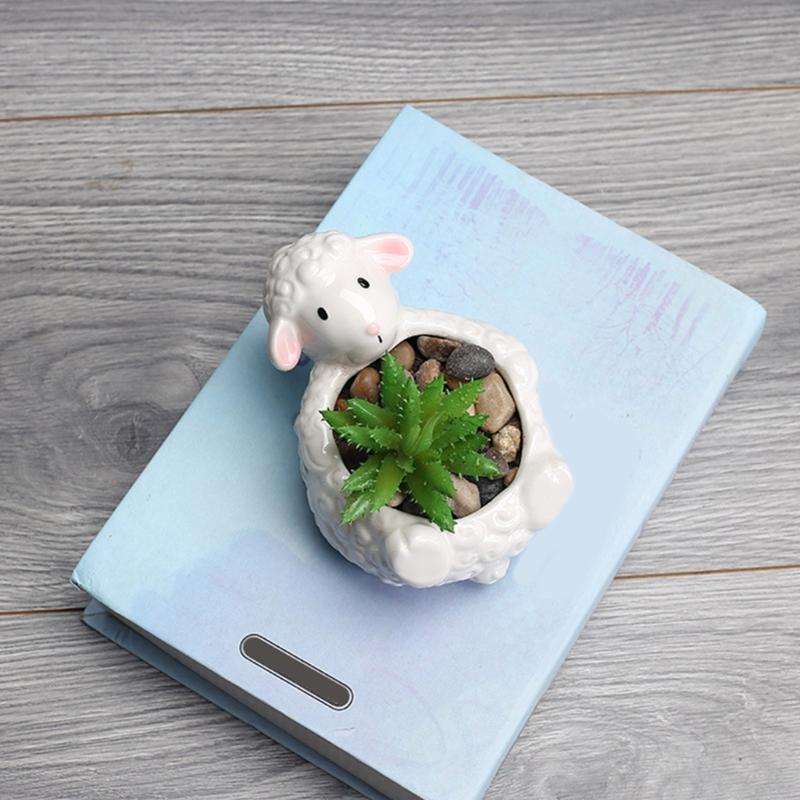 Artistic Animal Molded Earthenware Flower Container Exemplary For Succulents Small Bushes Desktop Decoration And Storage Planner