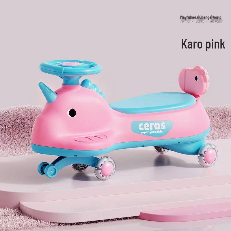 Children's Anti-Rollover Twist Car with Silent Flashing Wheels for Kids and Adults