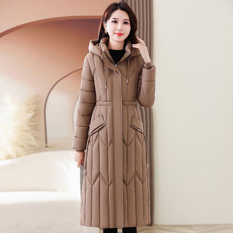 Winter 2025 new style down cotton coat women's long knee-length cotton-padded jacket thick figure-flattering cotton coat