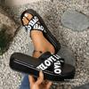 New cross-strapped thick-bottomed cool slippers 2025 summer casual letter color matching large-size beach slippers women 43