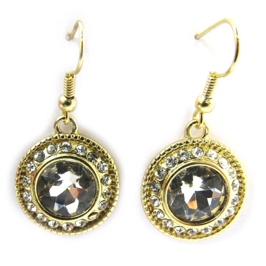 Les Trésors De Lily [N3139] - Golden White 'Sissi' Designer Earrings