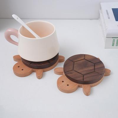 Creative Turtle Coaster Solid Wood Drink Cup Holders with Interlocking Magnets Heat Resistant Pads for Kitchen Home Decor Gift