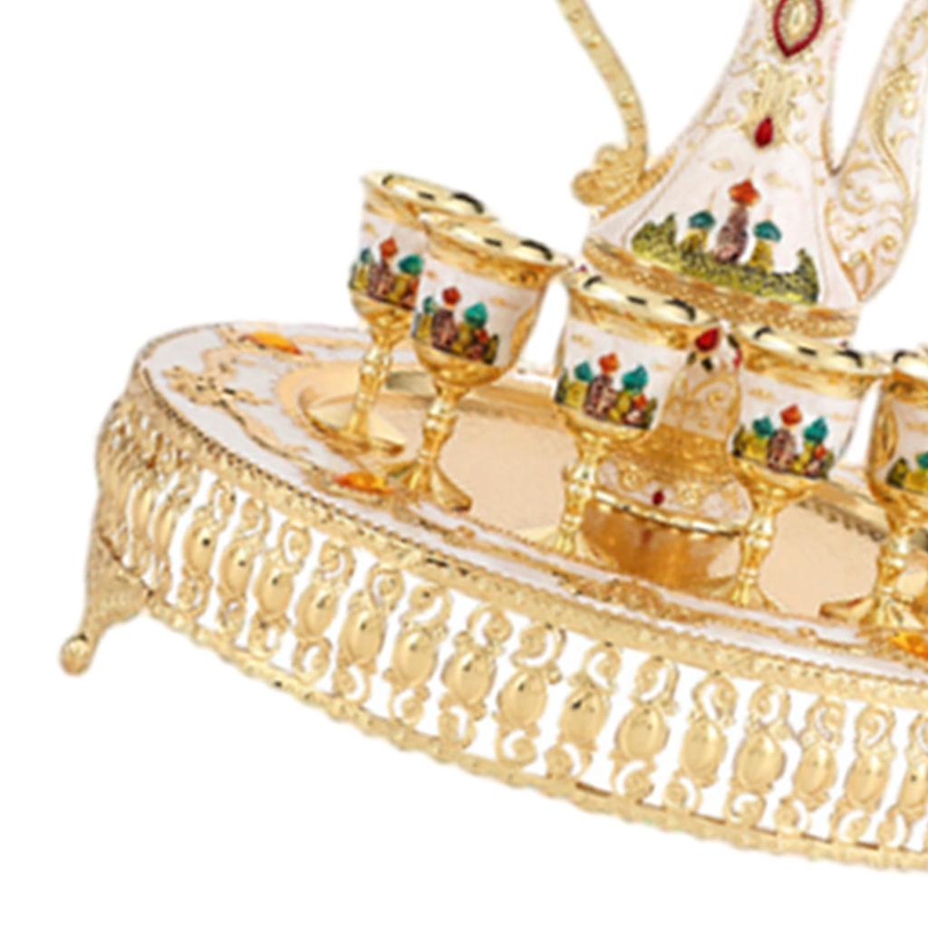 Turkish Coffee Cup and Tea Pot Set Tea Service Set Hip Turkish Set for Cabinet Decor Wedding Gift Housewarming