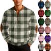 Men's Casual Checkered Print Semi-zipper Retro Long-sleeved Sports Sweatshirt