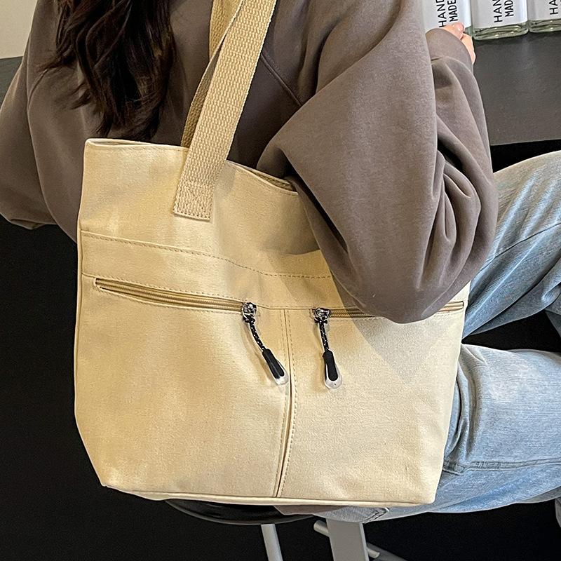 Large Capacity Single-shoulder Tote Bag for Women New Canvas Bag for Women Simple Casual One-shoulder Commuting Handbag for Women