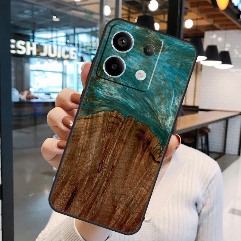 Traveler Protective Wood Resin Case For Xiaomi Redmi Note 13 Pro 10 11 12 14 15 Pro Plus Redmi 15C 14C 10C 12C 13C 15 Cover