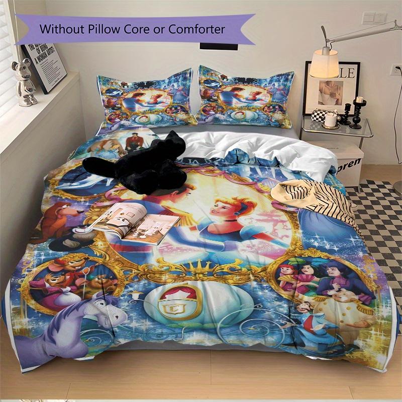 3pcs Cinderella's Enchanted Evening Printed Quilt Set Soft and Comfortable Quilt Cover for Bedroom, Guest Room Bedding Set B014