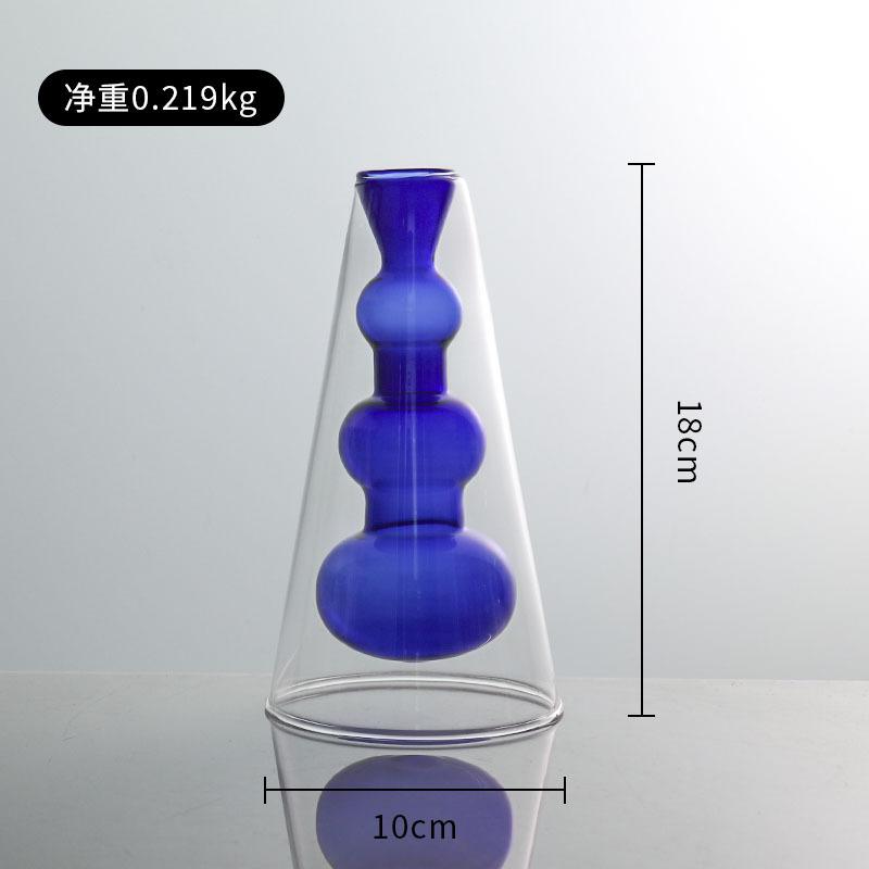 Hot Sell Colored Glass Vase Double Layered Nordic Flameless Rattan Aroma Bottle High Borosilicate Living Room Flower Arrangement