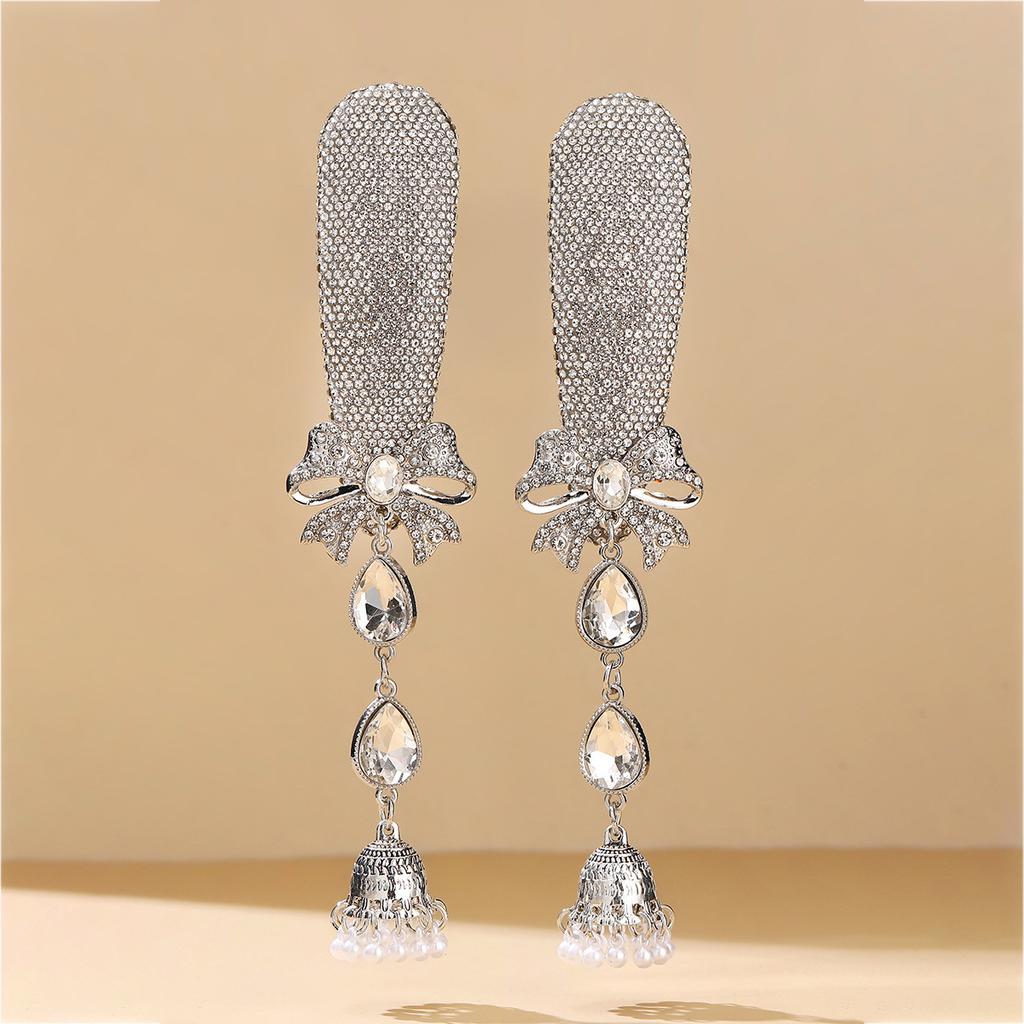 Diamond-Encrusted Long Bell Fringed Hairpin, Ethnic Bohemian Light Luxury High-End Hair Accessories For Women