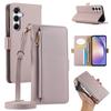 For Samsung Galaxy A35 5G Wallet Phone Case Shockproof TPU+PU Leather Flip Cover with Mirror,Strap