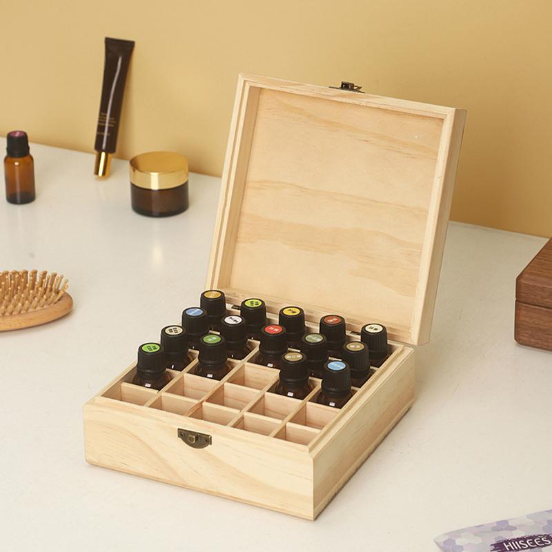 12/25 Slots Wooden Storage Box Carry Organizer Essential Oil Bottles Aromatherapy Container Storage Box Case
