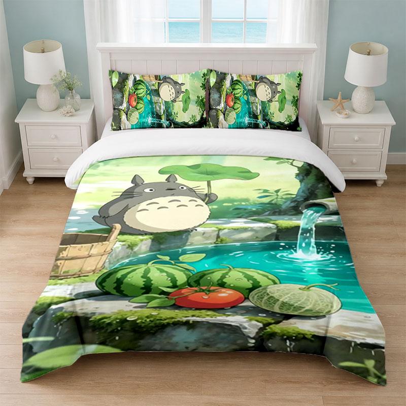 My Neighbor Totoro Bedroom 3Pcs Bedding Set Soft Bed Sheet Pillowcases Home Bedding Decoration