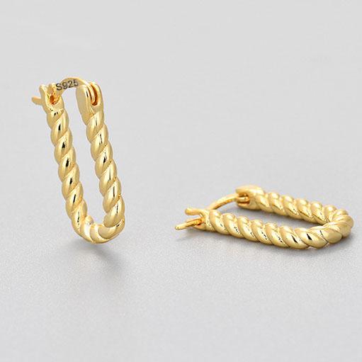 925 Sterling Silver Earrings For Women Trendy Gold Color Geometric Earring Jewelry Prevent Allergy Party Accessories Gift