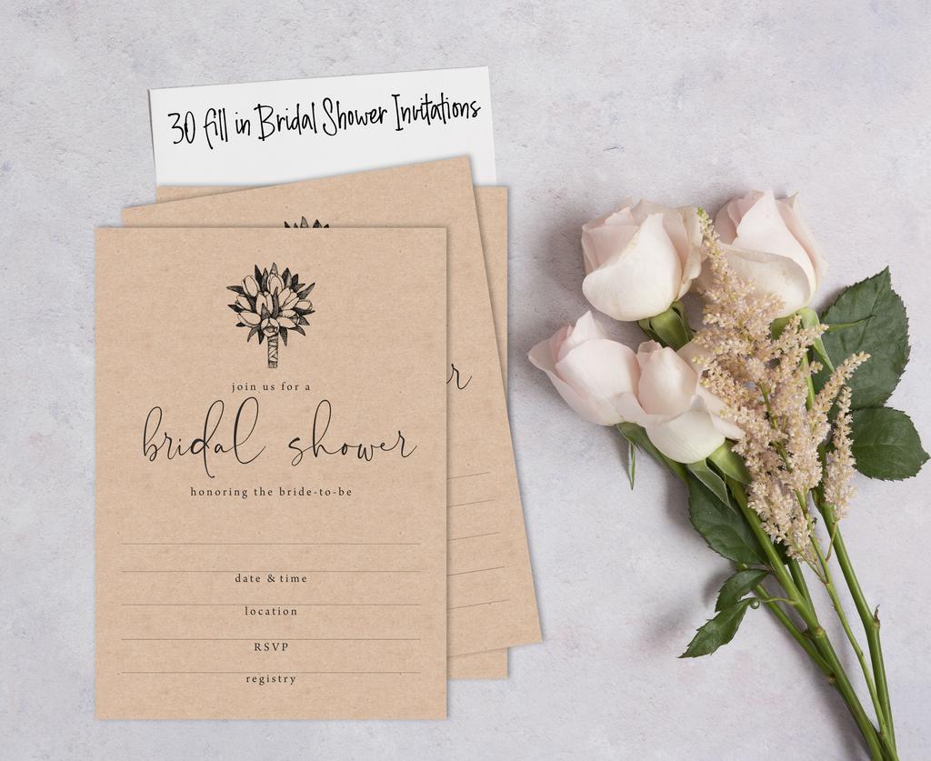 Inkdotpot 30A  Rustic Kraft PaperA  Fill-In Style Bridal Shower Invitations Wedding Blank
