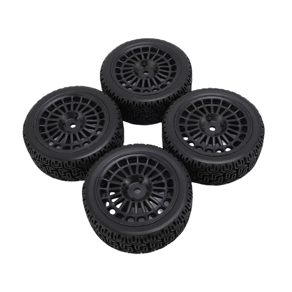 4PCS 1 10 RC Rally Car Tires Replacement for Tamiya TT01 Xv02 Sturdy Plastic 70mm RC Car Maze Tire Wheel Rim Black