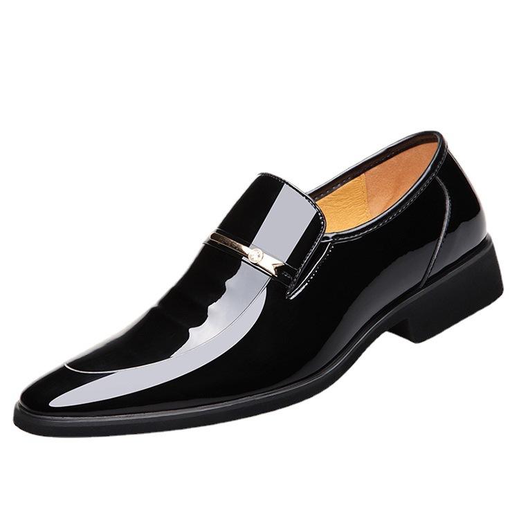 Zhengou Men's Shoes Large Size Pointed Leather Patent Leather Business Dress Casual Men's Leather Shoes Wedding Shoes Inner Height Increase Leather S